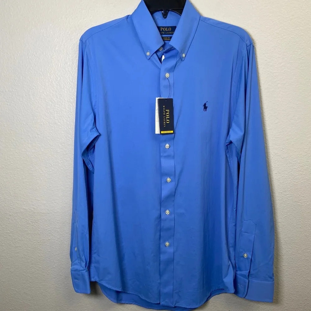 Polo Ralph Lauren Mens S Blue Performance Button Down Shirt NEW Classic Fit Logo
